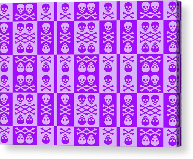 Purple Acrylic Print featuring the digital art Purple Skull and Crossbones Pattern by Roseanne Jones