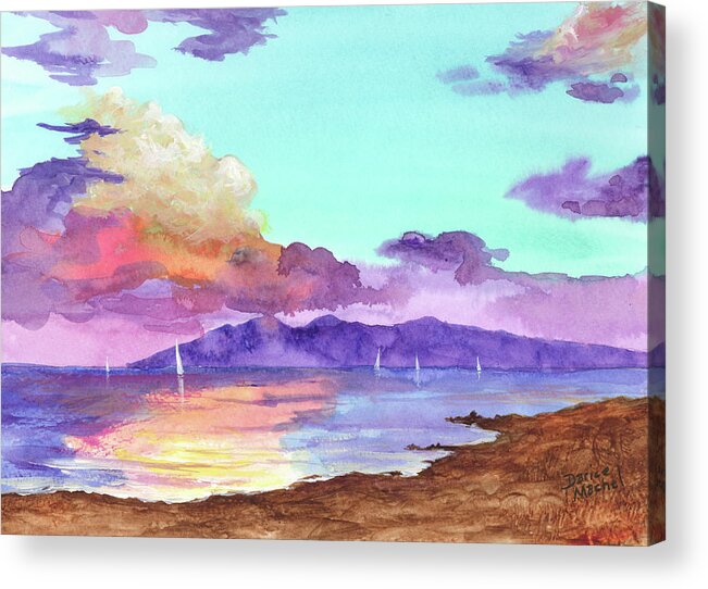 Seascape Acrylic Print featuring the painting Racing Sailboats by Darice Machel McGuire
