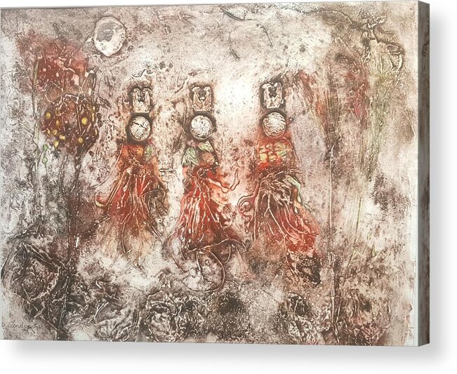 African Women Acrylic Print featuring the painting Rain Dance by Ilona Petzer