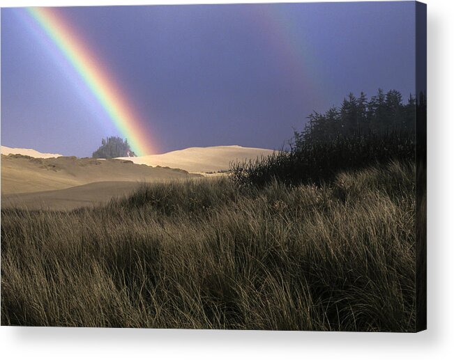 Coast Acrylic Print featuring the photograph Rainbow and Dunes by Robert Potts