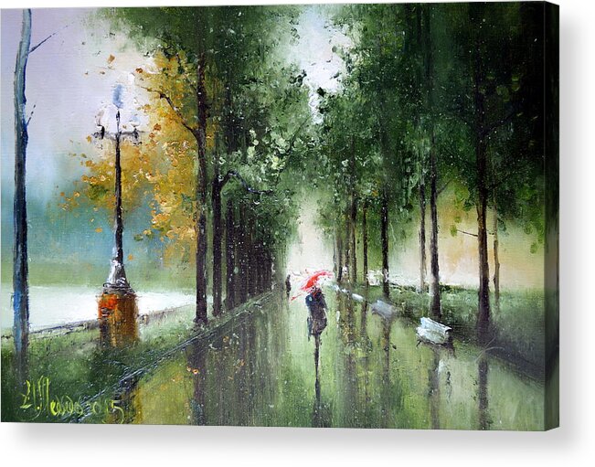 Russian Artists New Wave Acrylic Print featuring the painting Rainy Autumn by Igor Medvedev