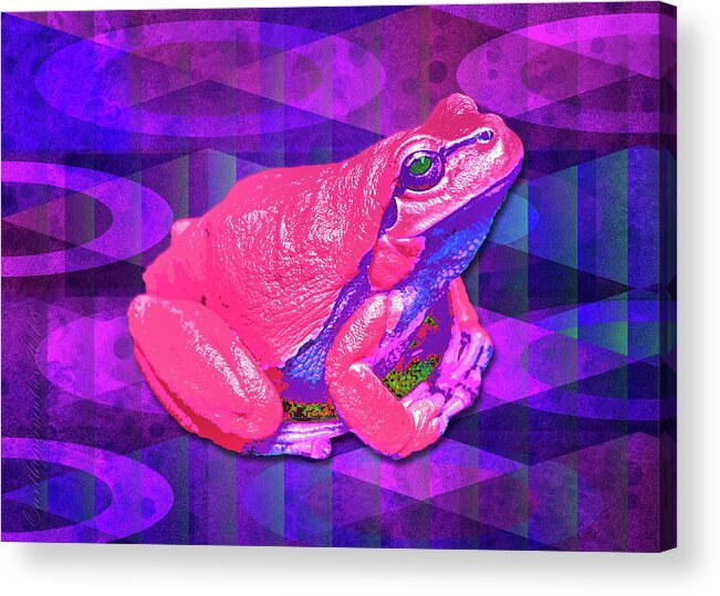 Digital Acrylic Print featuring the digital art Raspberry Frog by Mimulux Patricia No