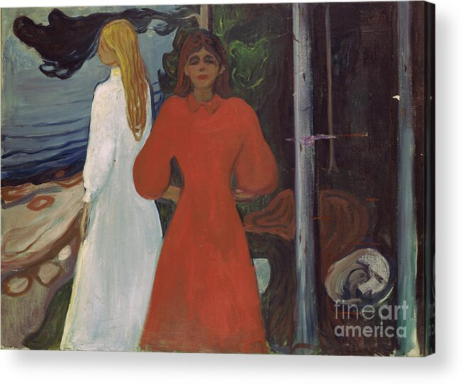 Edvard Munch Acrylic Print featuring the painting Red and withe by Edvard Munch