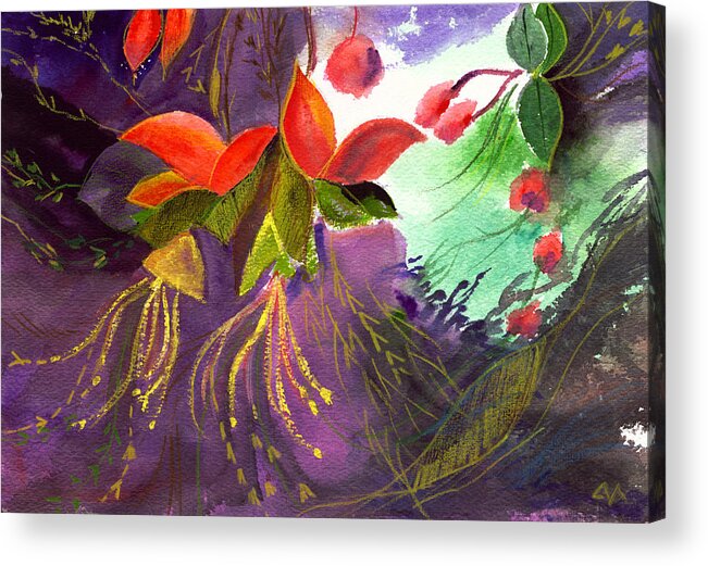 Flower Acrylic Print featuring the painting Red Flowers by Anil Nene