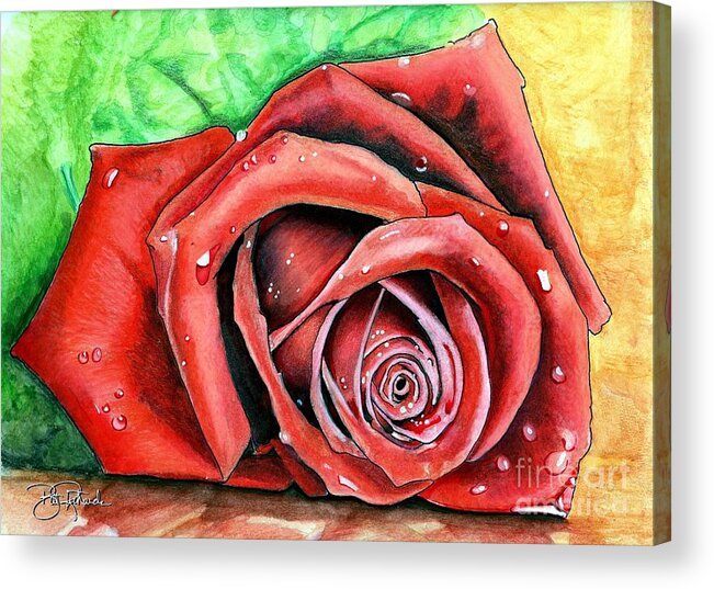 Rose Acrylic Print featuring the drawing Red Rose by Bill Richards
