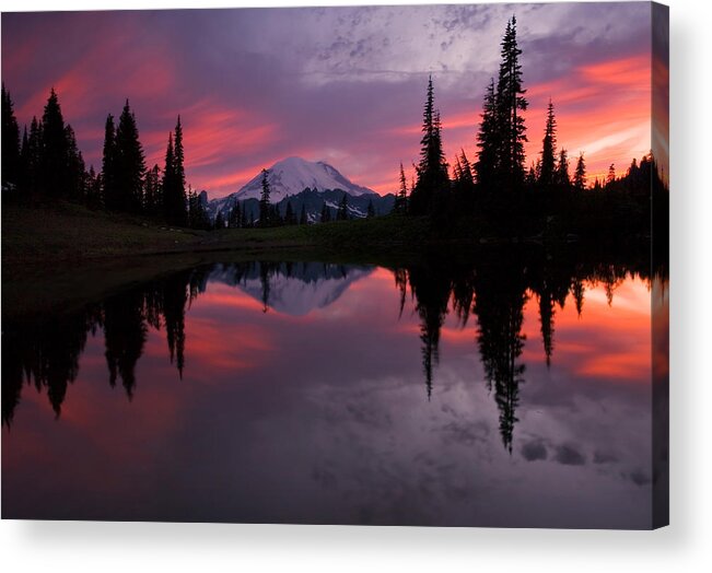 Rainier Acrylic Print featuring the photograph Red Sky at Night by Michael Dawson