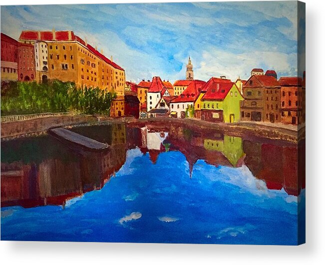 Czech Acrylic Print featuring the painting Czech Reflections by Anne Sands