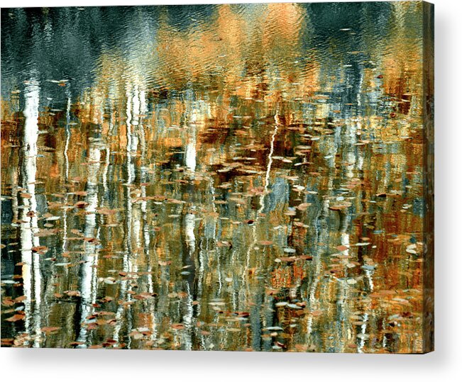 Autumn Acrylic Print featuring the photograph Reflections In Teal by Ann Bridges