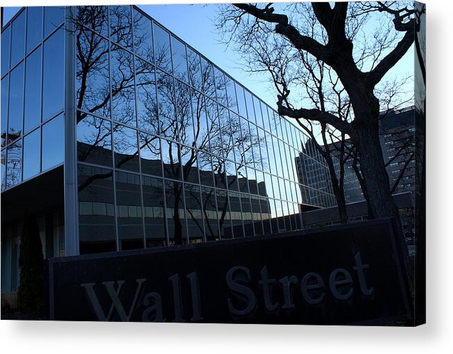 Architecture Acrylic Print featuring the photograph Reflections on Wall Street by Lois Lepisto