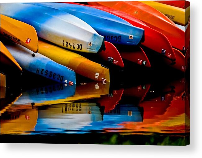 Boats Acrylic Print featuring the photograph Rental canoes by Bill Jonscher