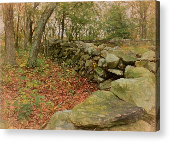 Stone Wall Acrylic Print featuring the photograph Reverie with Stone by Nancy De Flon