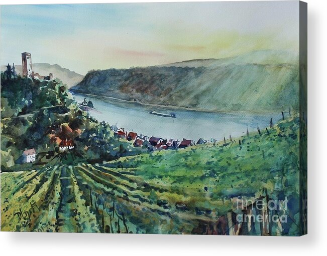 Germany Acrylic Print featuring the painting Rhine valley by Dieter Wystemp