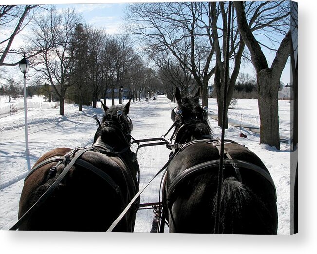 Winter Acrylic Print featuring the photograph Riding into Town by Keith Stokes