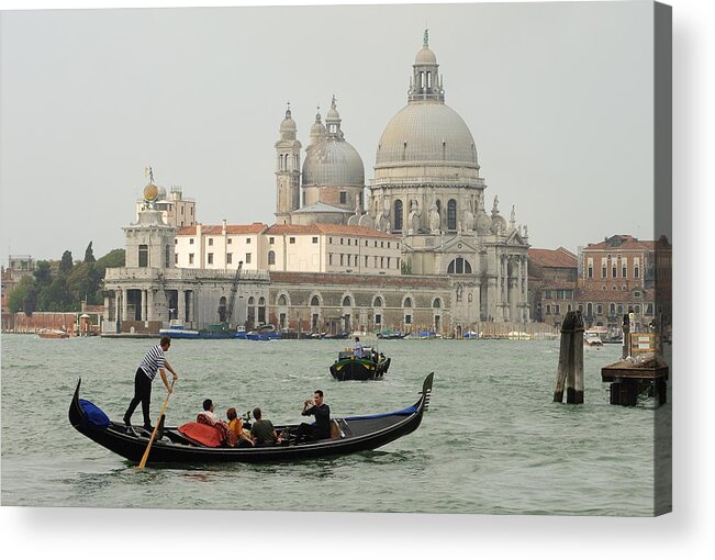 Grand Canal Gondola Venice Acrylic Print featuring the photograph Riding the Grand Canal by Harold Piskiel