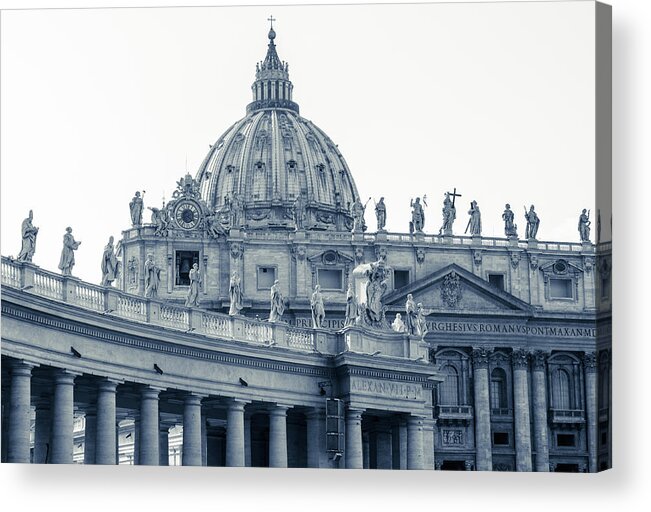 Vatican Acrylic Print featuring the photograph Rome - St Peter Basilica BW by AM FineArtPrints