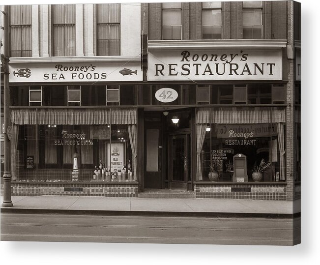 Wilkes Barre Acrylic Print featuring the photograph Rooney's Restaurant Wilkes Barre PA 1940s by Arthur Miller