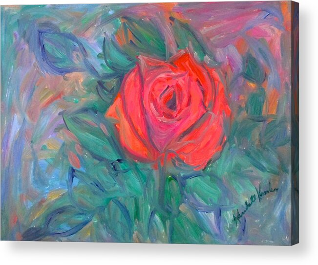 Rose Acrylic Print featuring the painting Rose Hope Stage One by Kendall Kessler