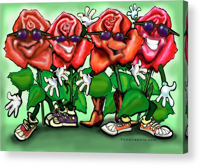 Rose Acrylic Print featuring the painting Roses Party by Kevin Middleton