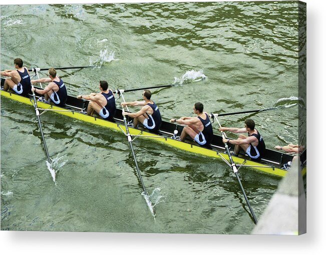 Seine Acrylic Print featuring the photograph Rowers on the Seine in Film--1994 by Matthew Bamberg