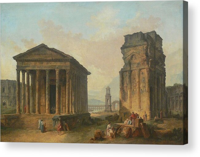 Ruines Acrylic Print featuring the painting Ruins of Nimes by Hubert Robert