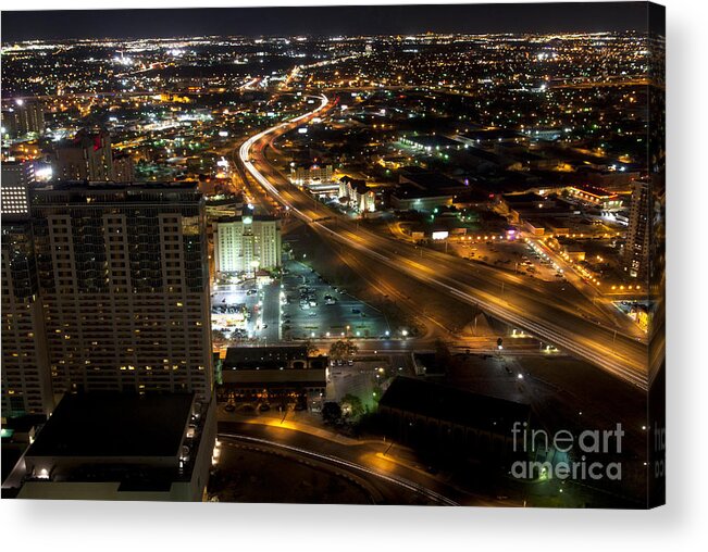 Aeriel Acrylic Print featuring the photograph San Antonio Texas at Night by Anthony Totah