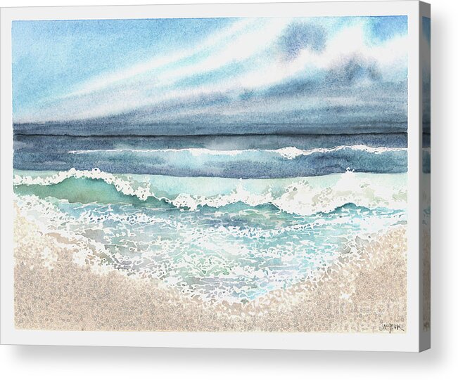 Ocean Acrylic Print featuring the painting Seafoam Lace by Hilda Wagner