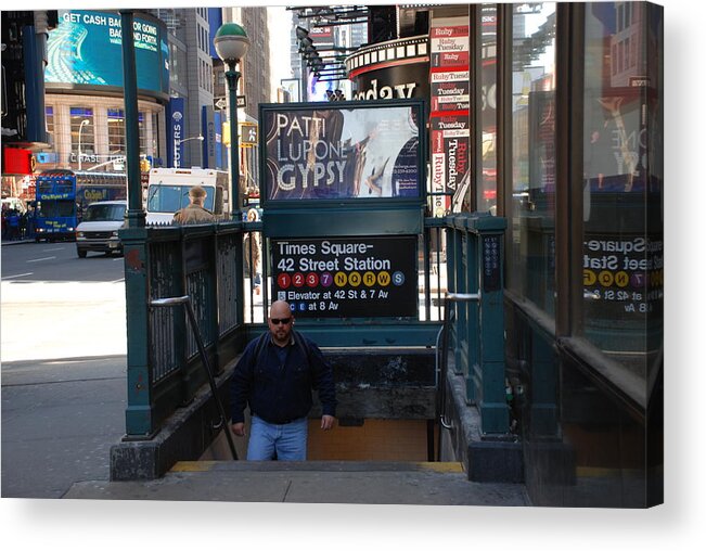 Subay Acrylic Print featuring the photograph Self At Subway Stairs by Rob Hans