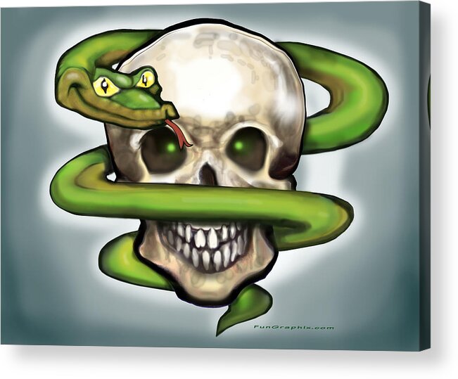 Serpent Acrylic Print featuring the digital art Serpent n Skull by Kevin Middleton