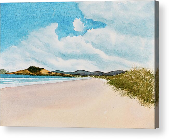 Afternoon Acrylic Print featuring the painting Seven Mile Beach on a calm, sunny day by Dorothy Darden