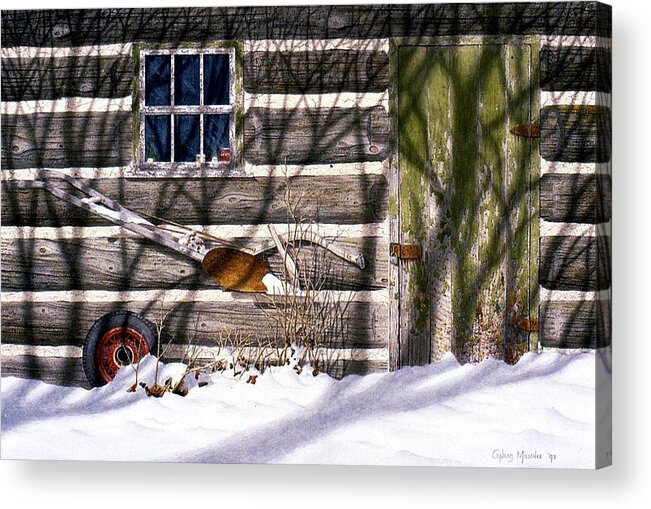 Rural Acrylic Print featuring the painting Shadows in December by Conrad Mieschke