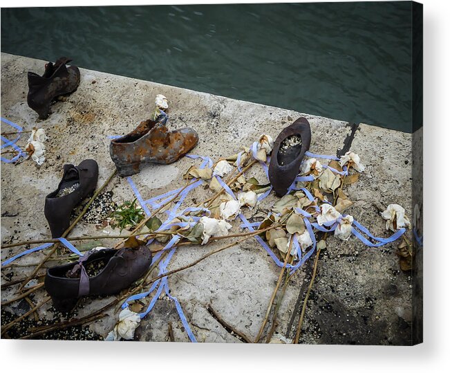 Danube Acrylic Print featuring the photograph Shoes, Roses and Ribbons by Pamela Newcomb