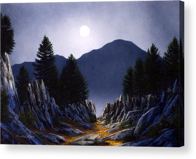 Mountains Acrylic Print featuring the painting Sierra Moonrise by Frank Wilson