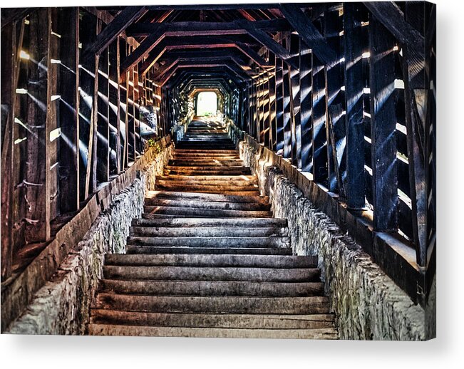 Sighisoara Acrylic Print featuring the photograph Sighisoara Covered Stairs - Romania by Stuart Litoff