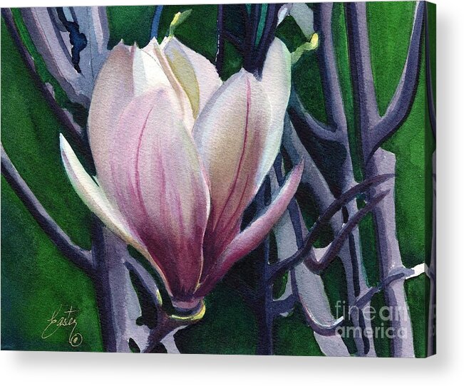 Magnolia Ladder Acrylic Print featuring the painting Single Magnolia 1 by Daniela Easter
