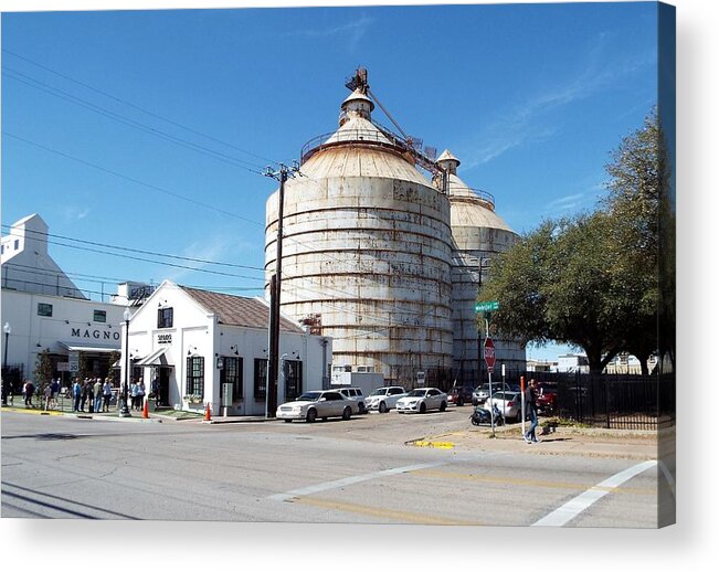 Silos At Waco Texas Acrylic Print featuring the photograph Sixth and Webster 2017AD after demo by Michael Dillon
