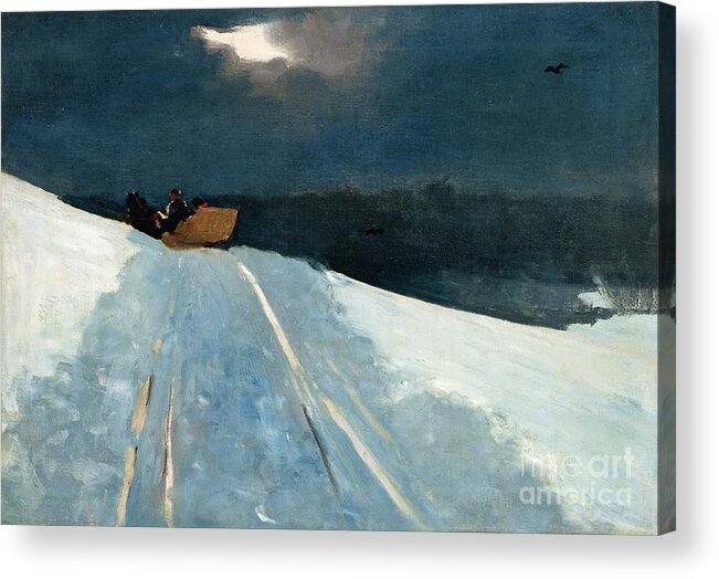 Winter Scene Acrylic Print featuring the painting Sleigh Ride by Winslow Homer