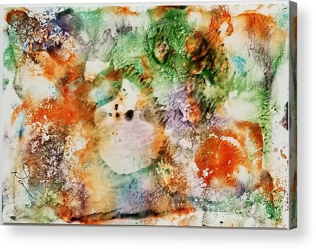 Abstract Alcohol Ink Painting Acrylic Print featuring the painting Smudge 2 by Donna Perry