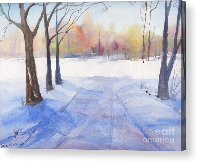 Snow Landscape Acrylic Print featuring the painting Snow Country by Watercolor Meditations