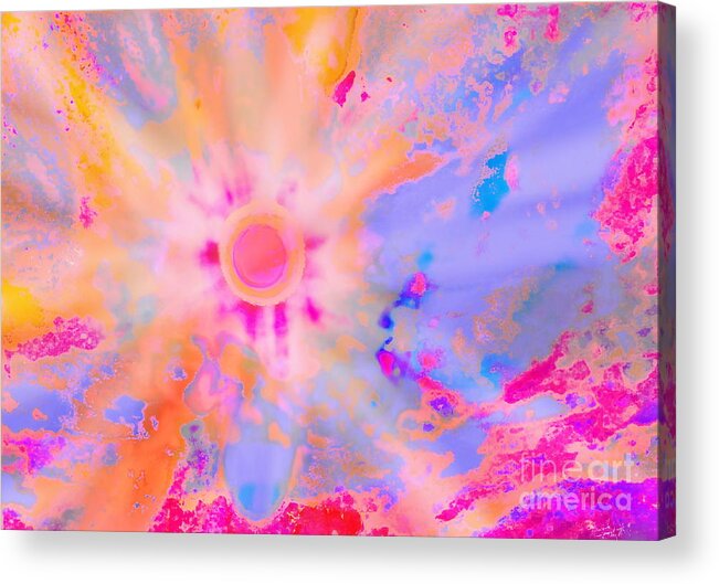 Lighthearted Colors Wash The Sky Around A New Born Sun Acrylic Print featuring the digital art Solanew by Priscilla Batzell Expressionist Art Studio Gallery