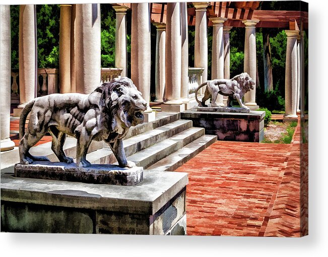 Canandaigua Acrylic Print featuring the photograph Sonnenberg Lions by Monroe Payne