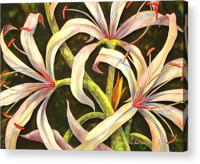 Lily Acrylic Print featuring the painting Spider Lily by Lelia DeMello