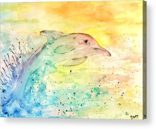 Abstract Dolphin Acrylic Print featuring the painting Splash by Denise Tomasura