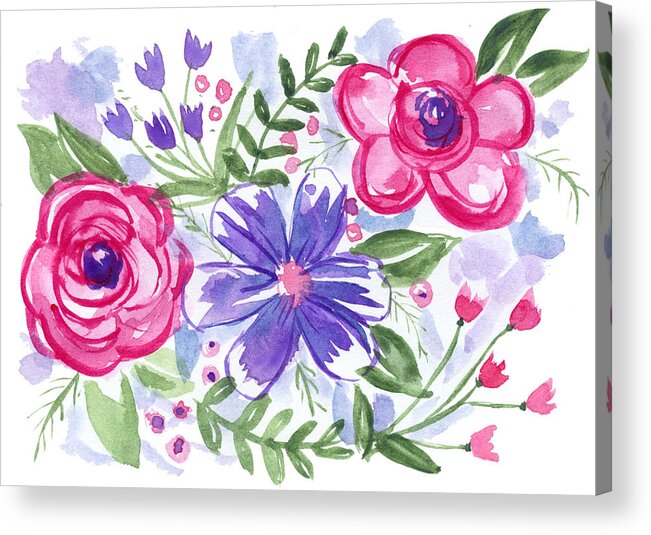Watercolour Acrylic Print featuring the painting Spring's Here by Christine Chin-Fook