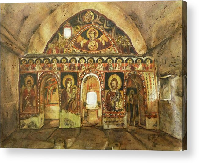 Bulgaria Acrylic Print featuring the painting St. Nikola Church, Tzarevec, Bulgaria by Henrieta Maneva