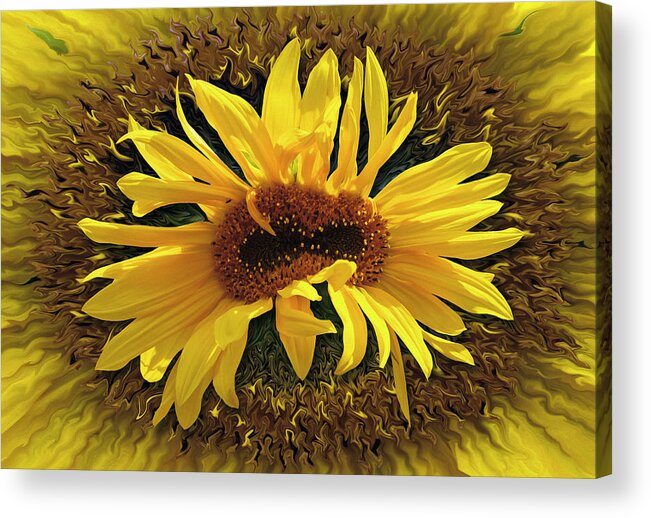 Desert Forest And Garden Acrylic Print featuring the digital art Still Life With Sunflower by Becky Titus