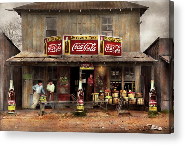Color Acrylic Print featuring the photograph Store - Grocery - Mexicanita Cafe 1939 by Mike Savad