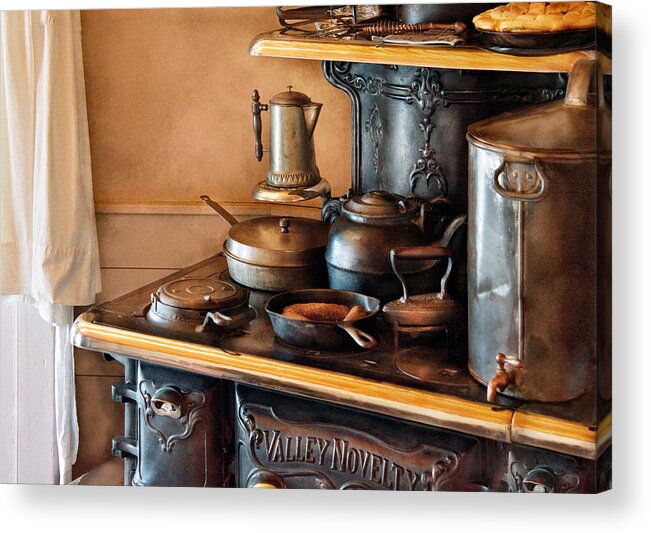 Kitchen Acrylic Print featuring the photograph Stove - Breakfast at my Great Grandmothers by Mike Savad