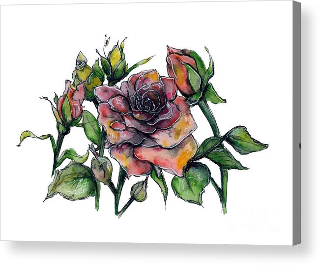 Roses Acrylic Print featuring the painting Stylized Roses by Lauren Heller