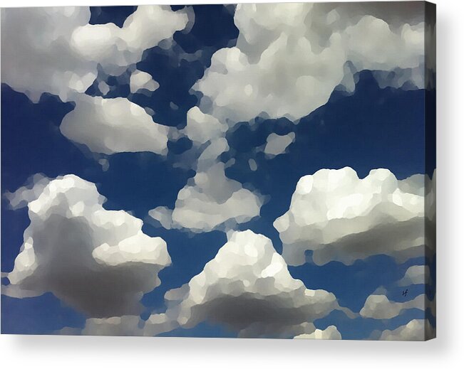 Nature Acrylic Print featuring the mixed media Summer Clouds in a Blue Sky by Shelli Fitzpatrick