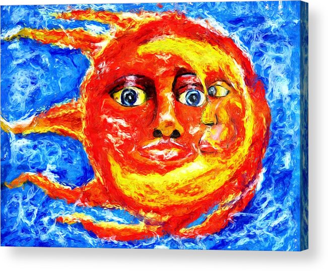 Sun Acrylic Print featuring the painting Sun Moon by Shelley Bain